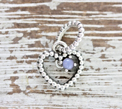 VINTAGE PANDORA ALE HEART STERLING SILVER PENDANT 925 NATURAL STONE
