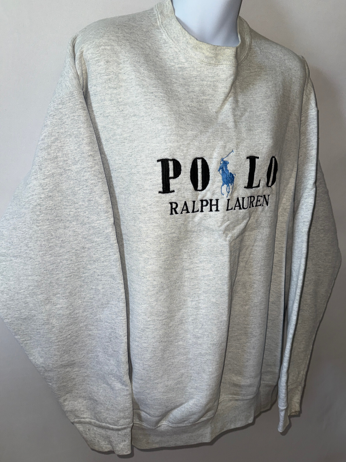 Polo Ralph Lauren vintage grande pony ricamata grigia girocollo felpa uomo XL
