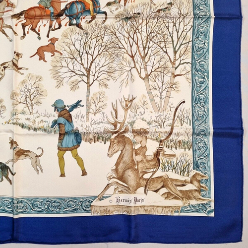 RARE VINTAGE HERMES Silk Scarf "L'Hiver" Carre 90 designed by Philippe Ledoux - Picture 9 of 16