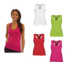Women's Racerback Vest 100% Cotton Sleeveless T Shirt Top 4 Colours Sizes 10-16