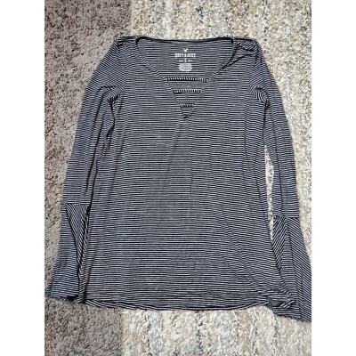 AEO American Eagle Soft & Sexy Blue Striped Long Bell Sleeve Stretch V Neck XS