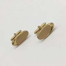 MCM Vintage Men's Gold Tone Oval Cross Hatch Detail Cufflinks  3/8" x 1" Focal