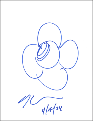 Jeff Koons Signed Autograph 8.5x11 Hand Drawn Original Pop Art