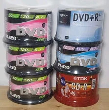 LOT OF 6 / 50 Pack - Various DVD -/+ R CD-R sealed