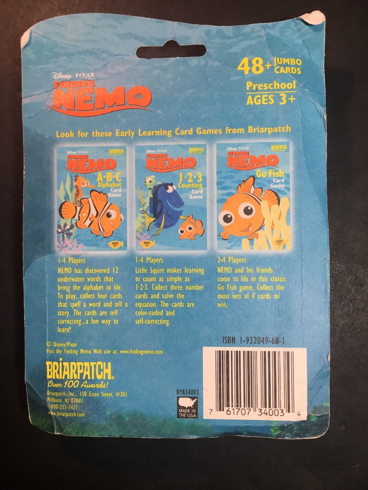 Finding Nemo ABC Alphabet Card Game Ages 3+ By Briarpatch HTF New ...
