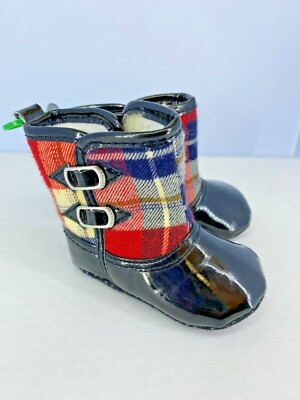 Infant 3-6 Months Red Plaid Duck Boots Fleece Lined | eBay