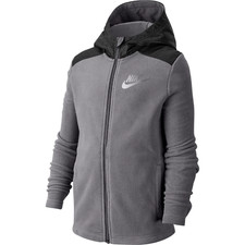 Nike Sportswear Boy Grey/Black Winterized FZ Hoodie Fleece Jacket CZ4516 M