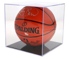 New BCW Basketball Display Case Holder, Black Stand  Crystal Clear UV Plastic