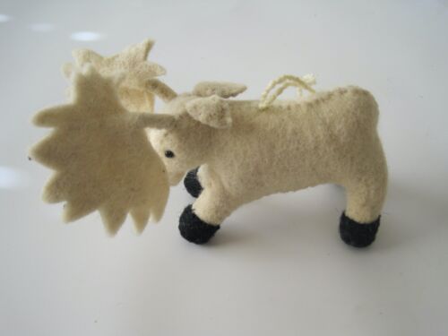 Felted Wool White Moose Ornament Handmade ? - Picture 1 of 5