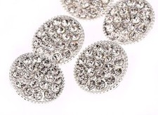CraftbuddyUS DB17-17s 8pcs Diamante Faceted Crystal Buttons Silver Rhinestone
