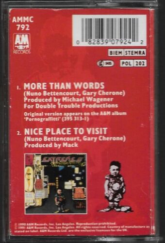 EXTREME MORE THAN WORDS CASSETTE SINGLE 2 TRACKS SOFT ROCK UK 1991 AMMC 792 - Picture 3 of 6