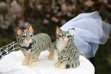 Handcarved Wedding Cake Topper - Wood Cat Cake Topper for Cat Lover wedding
