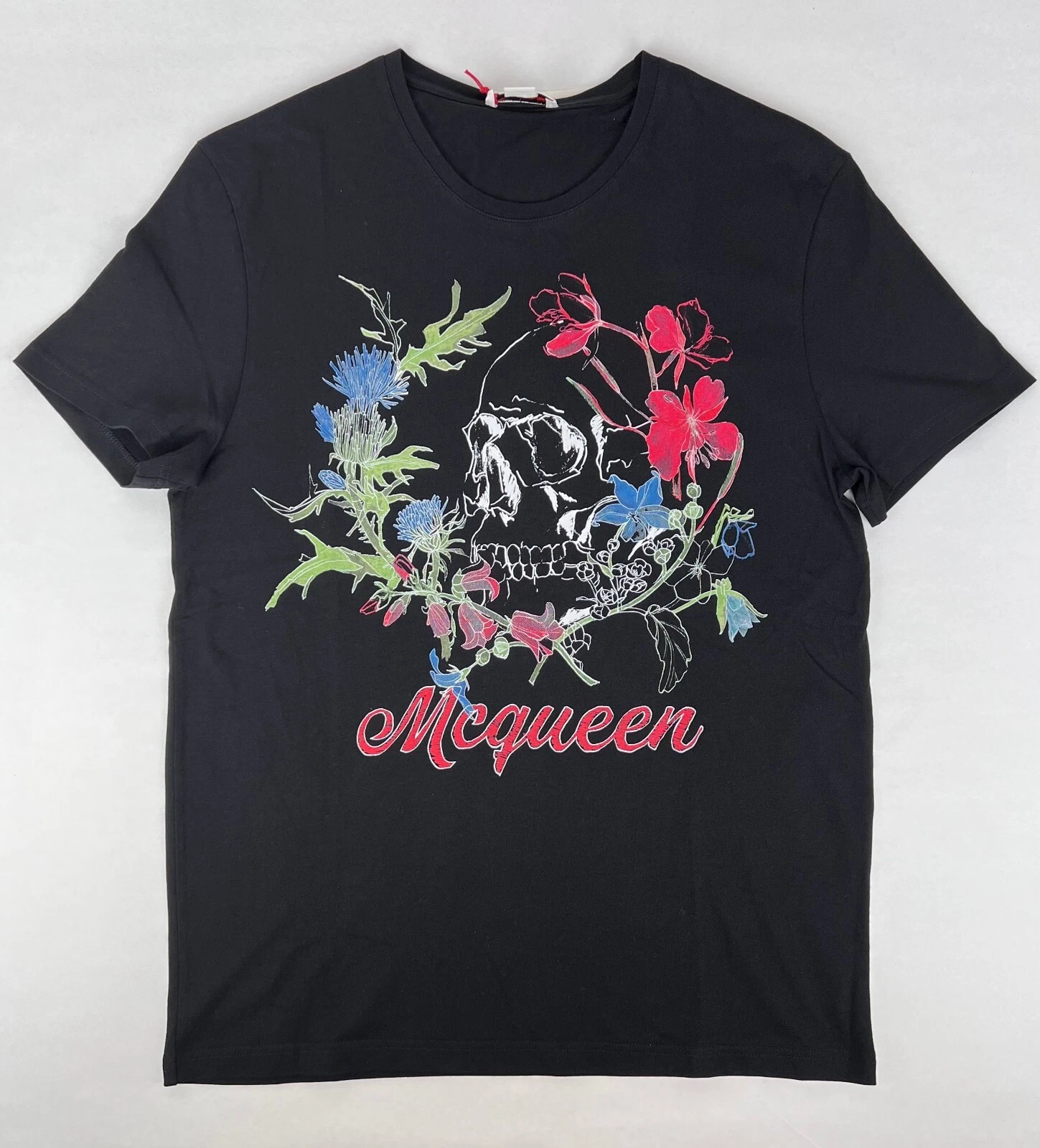 Alexander McQueen Men's Black Cotton T-Shirt with Crown Skull Print 622100 0901