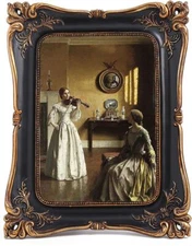 Vintage 5x7 Picture Frame Antique Tabletop Wall Mount Gothic Black Gold Decor