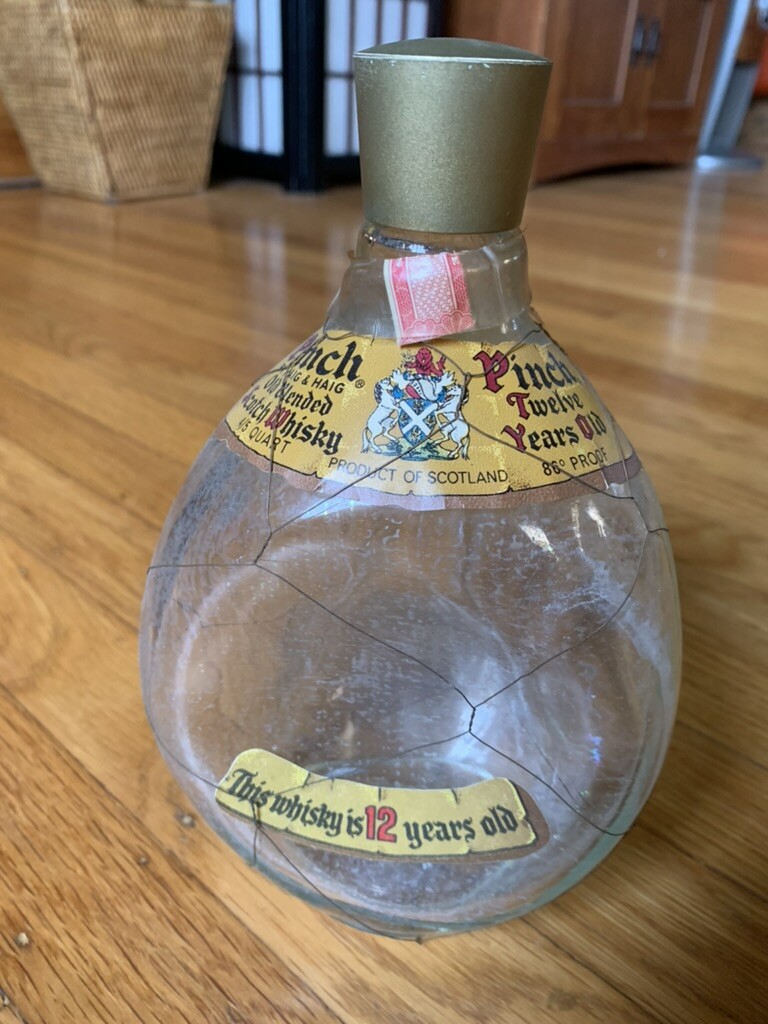 VINTAGE PINCH HAIG DIMPLE SCOTCH WHISKY 3-SIDED BOTTLE WITH WIRED