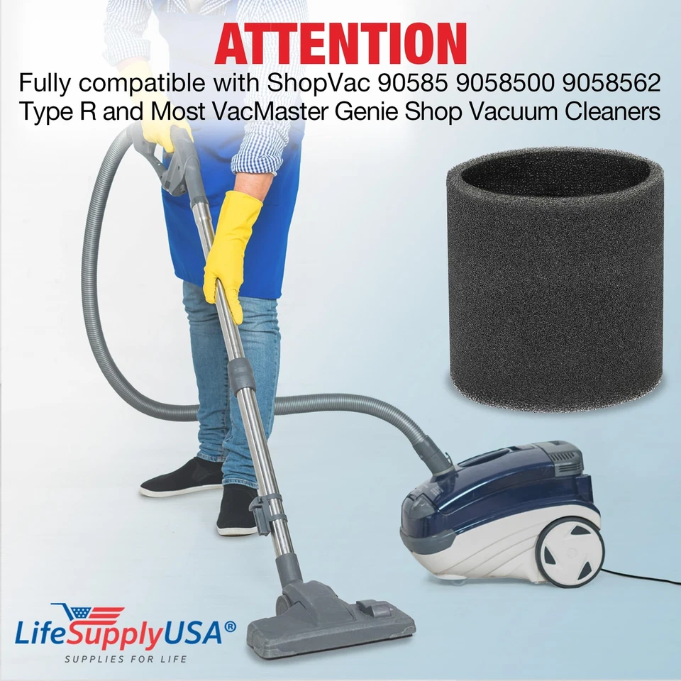 Repuesto de filtro de vacío húmedo/seco LifeSupplyUSA funda de espuma compatible con Foto 2 de 4