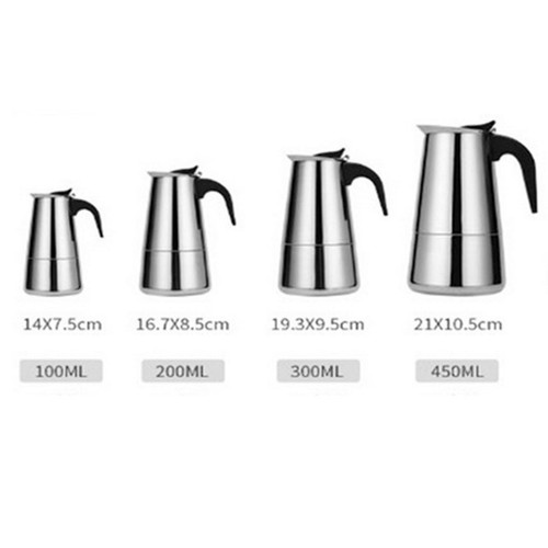 Percolador de acero inoxidable para cafetera espresso (2/4/6/9 taza) - Imagen 3 de 5