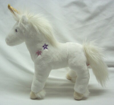 White Unicorn Soft Toy Douglas SOFT WHITE UNICORN W/ FLOWERS ON IT