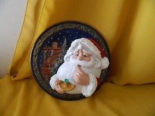 Vintage SANTA CLAUSE Musical Ceramic Decorative Plate CHRISTMAS Ornament Signed