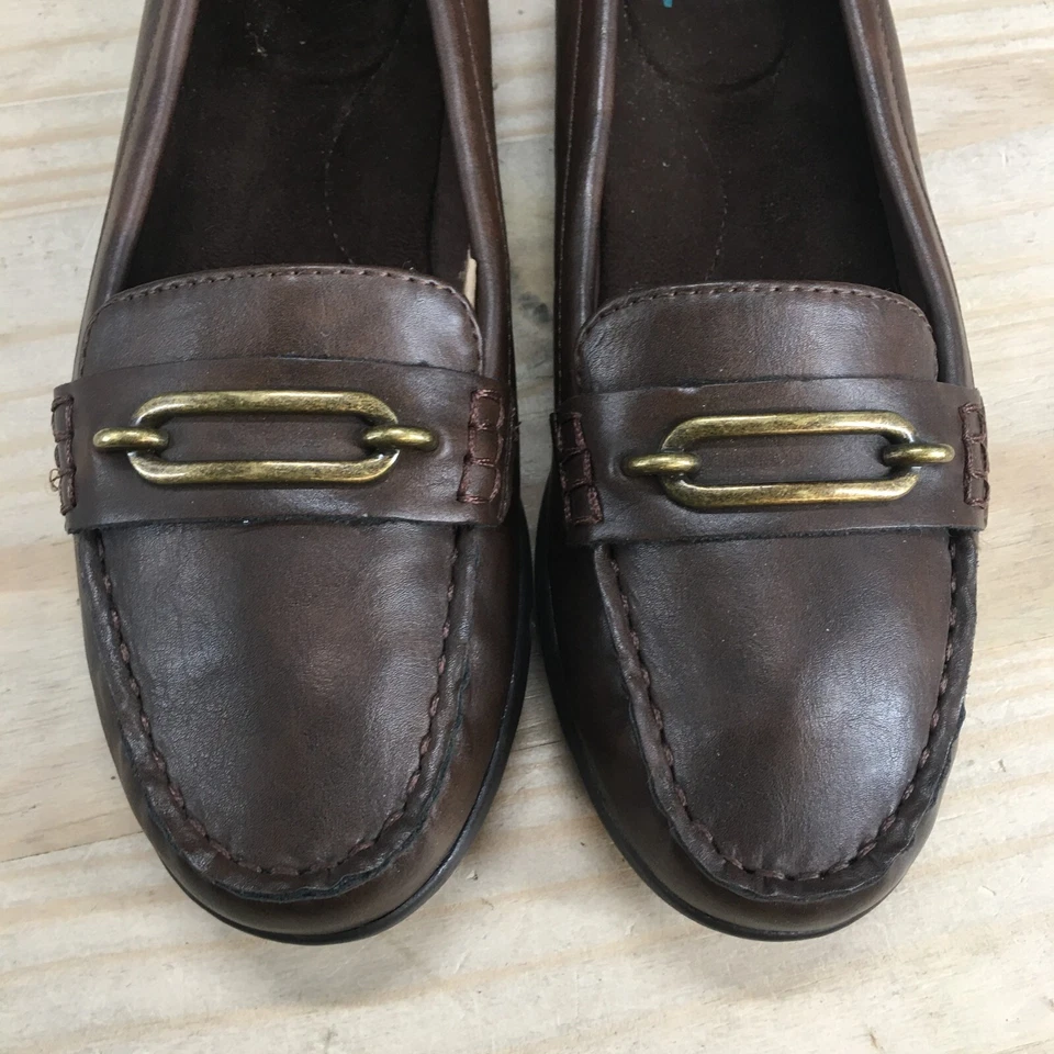 Yuu Zapatos Para Mujer 7 M Panadero Informal Sin Cordones Mocasines Planos Marrón Imitación Cuero Foto 4 de 4