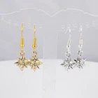 GOLD OR SILVER TONE SMALL SNOW FLAKE DIAMANTE RHINESTONE CRYSTAL DROP EARRINGS