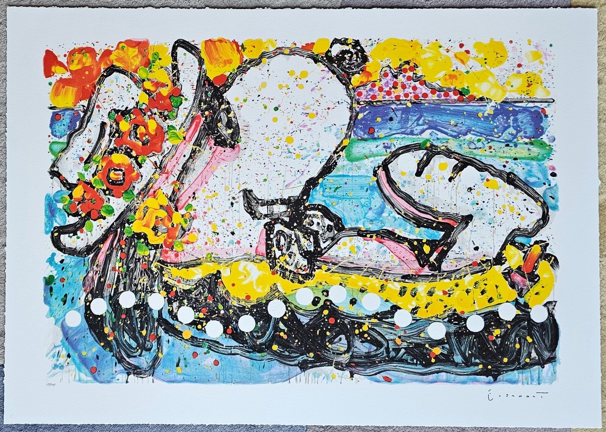 TOM EVERHART Chillin Snoopy dog PEANUTS Hand signed Lithograph