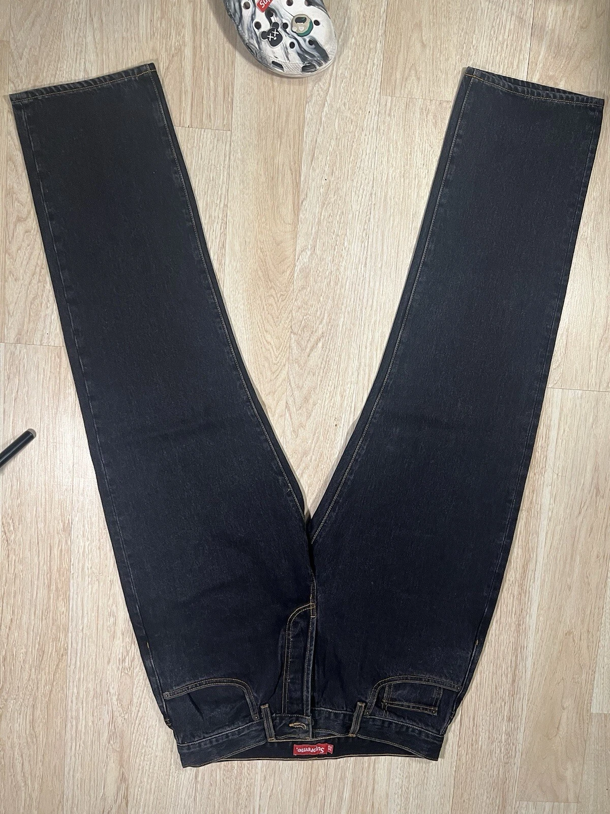 Jean Supreme délavé Regular Star Logo délavé noir denim FW taille 32