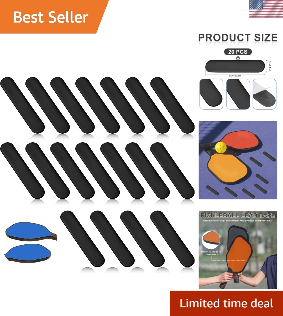 20pcs Pickleball Lead Tape for Power and Stability Boost