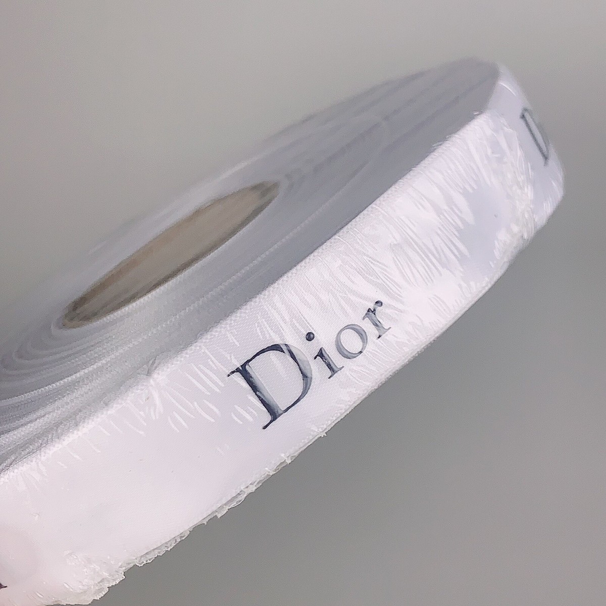 1 Yard of DIOR Holiday Ribbon White Satin w/Grey Logo SOLD