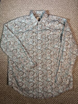 Mens Large Pearl Snap Button Down Shirt Panhandle Rough Stock