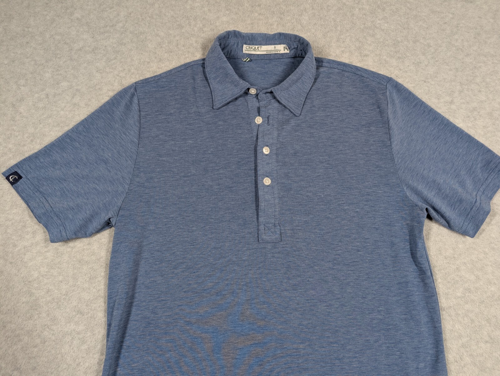 Criquet Men Shirt Small Heather Blue 4 Button Stretch Golf Performance