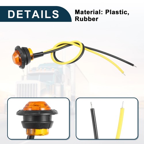 Universal LED Trailer Lights 12V Round Waterproof Marker Lights Yellow 10 Pcs - Picture 4 of 7