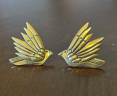Vintage Signed Laurel Burch Celeste Bird Stud Earrings