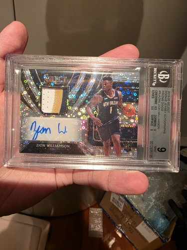 BGS 9 ZION WILLIAMSON 2019 PANINI SELECT ROOKIE PATCH AUTO DISCO PRIZM 05/15