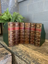 Vintage Faux Book Box Leather Style File Box Country Life Set of 6 Large