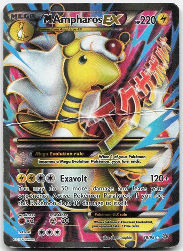 M Ampharos EX 88/98 Ultra Rare Ancient Origins Pokemon Holo Damaged