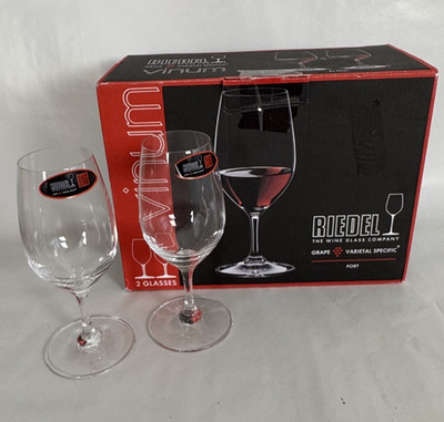 Riedel Vinum Port Glasses Set of 2 6416/60 Crystal NEW Light Box Damage