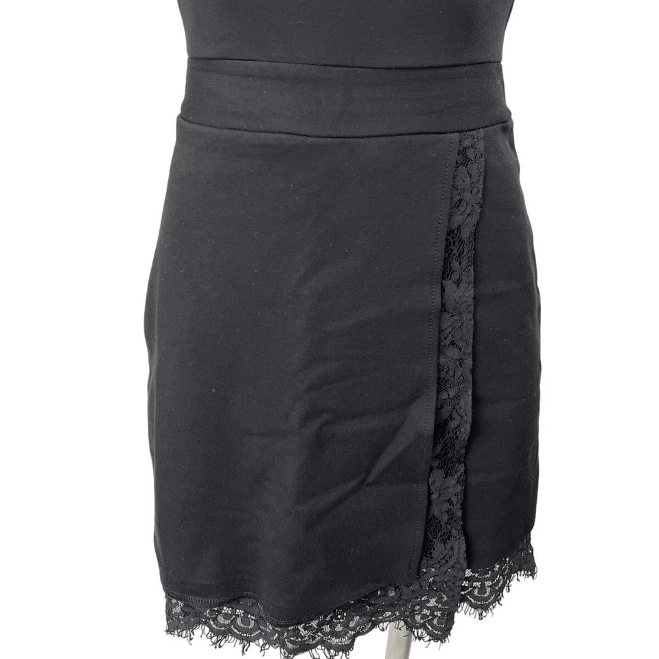 French Connection Black Short Sleeve Scalloped Lace Mini Pencil Sheath Dress 2 - image 4 of 4