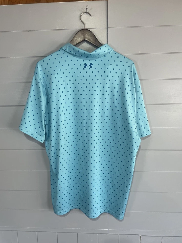 Under Armour The Playoff Polo Baby Blue Star AOP Performance Golf Polo Mens XL - Image 4 of 4