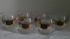 VIP Glasses Set  6 Black & Gold MCM Roly Poly Cocktail Glasses MCM vintage