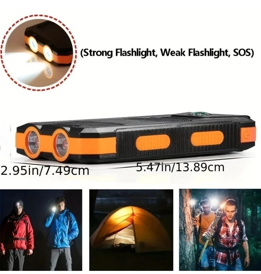 Cargador de energía solar con linterna y brújula 19800 mAh envío rápido vendedor de Estados Unidos Foto 3 de 4