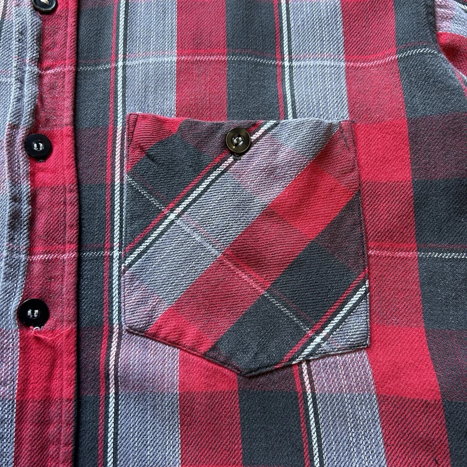 Camisa de franela a cuadros de algodón tejida The Big Y vintage de los años 50 talla L - reparada Foto 3 de 4