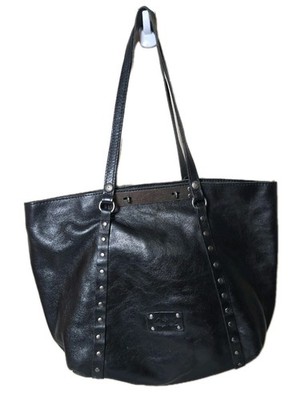 Patricia Nash  Benvenuto Black Leather Purse XL Tote Bag Studded