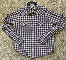 Wrangler Wrancher Western Shirt Women Med Purple Plaid Pearl Snap Long Slv Rodeo