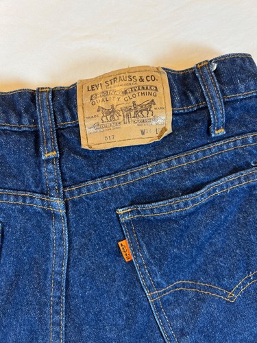 Vintage 517 31x28 Orange Tab Levis Jeans Mens Blue Wash Made in USA Boot DESC - Picture 18 of 24
