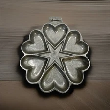 CAST IRON MOLD Heart And Star Pan Country Kitchen Rustic Farm 6”