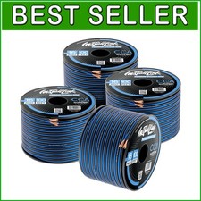 16 Gauge Copper-Clad Aluminum Speaker Wire - 100ft Frosted Blue/Black 4 Pack 