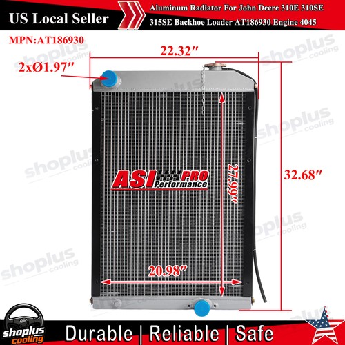 Aluminum Radiator For John Deere 310E 310SE 315SE Backhoe Loader 4045 ...