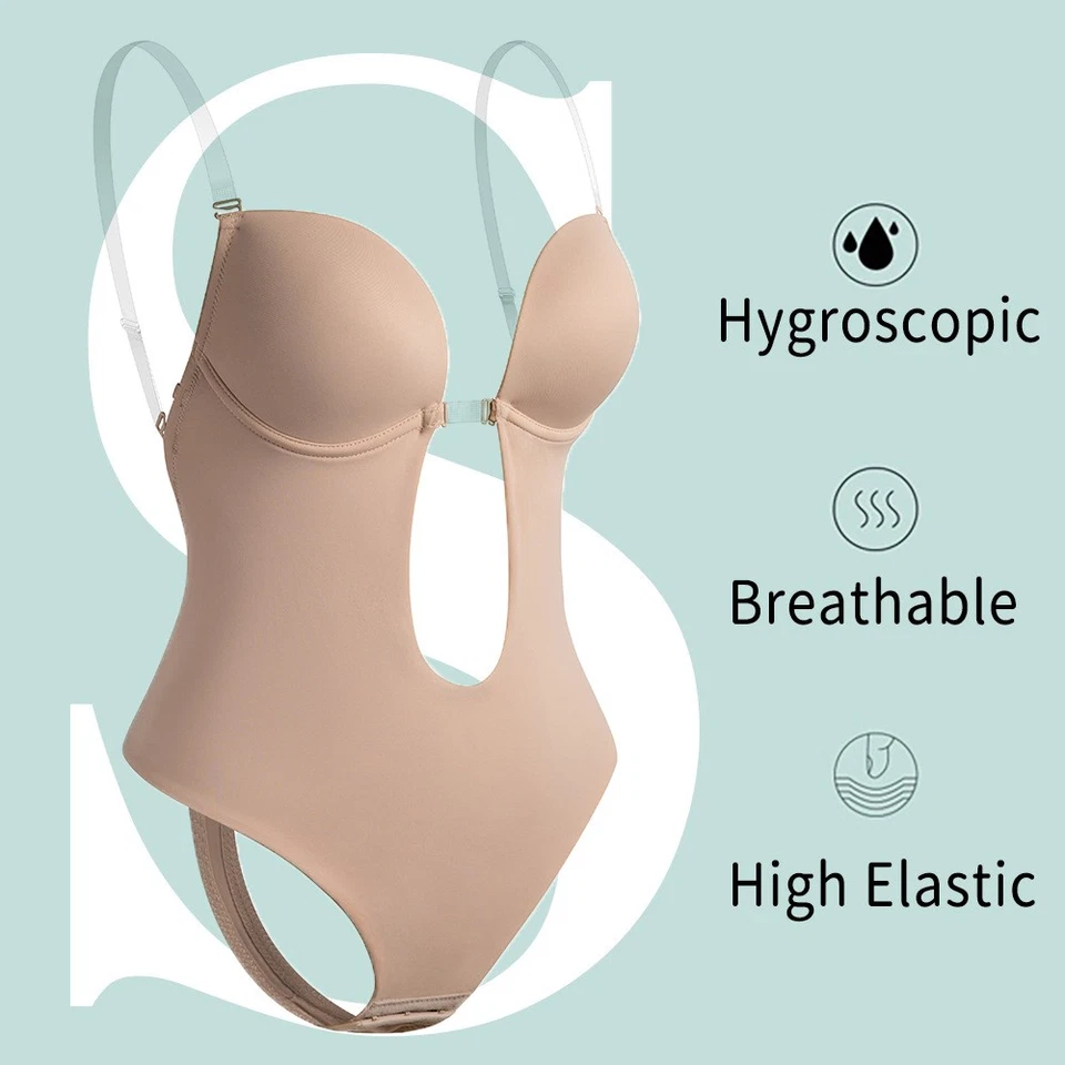 Invisible Bodysuit Women Thong Shaper Body Shapewear Sexy Deep V-Neck Backless - Photo 3/4