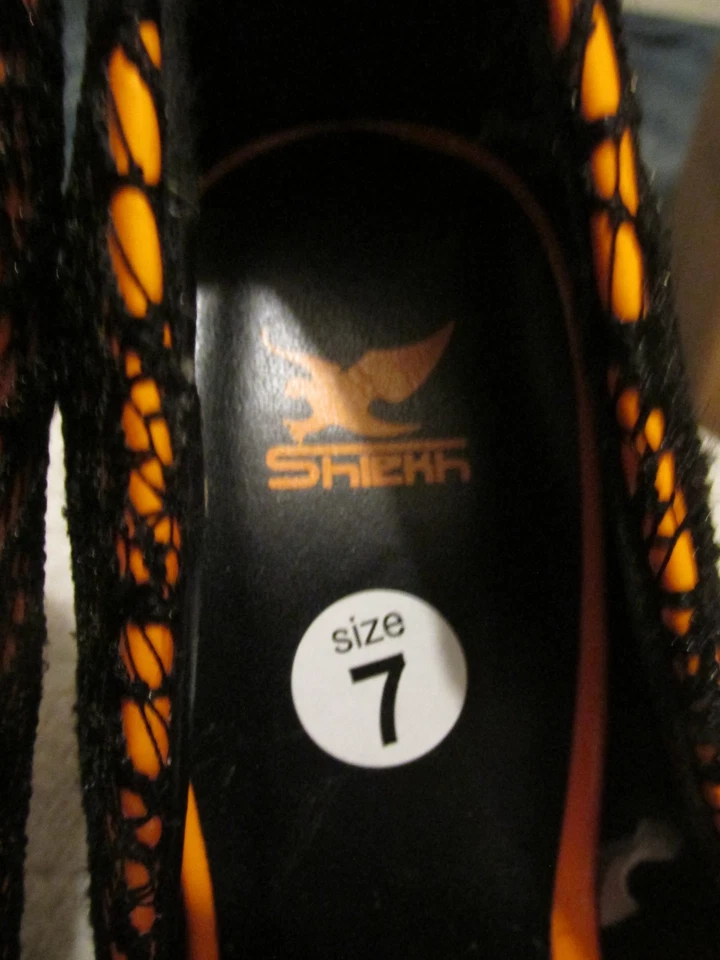 Nuevo Negro y Naranja 5" Stiletto Tacón Alto 1" Plataforma Zapatos MUJERES Talla 7 HALLOWEEN Foto 3 de 4